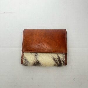 NEW Vintage Argentine Handmade Cowhide Tri-Fold Leather Wallet Brown  Ivory